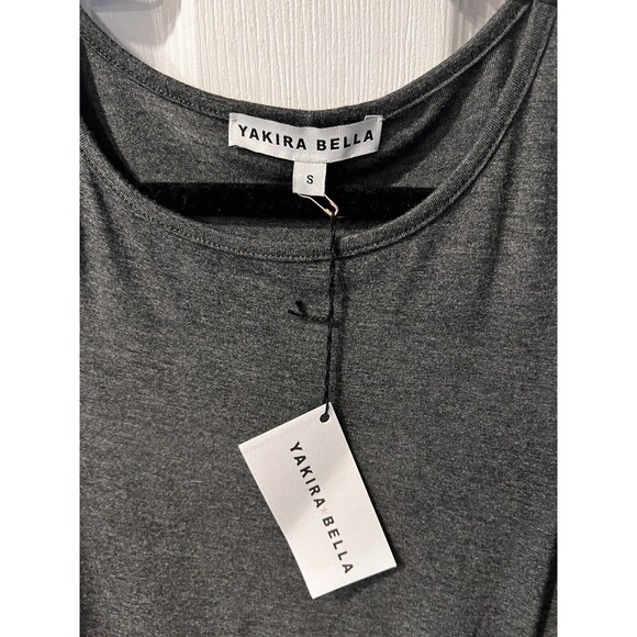 Yakira Bella Bodycon Dress Womens Sz S Ruched Sides Grey Made USA Y2K Club New - Picture 3 of 9
